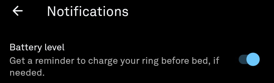 Oura Ring Bettery Level Notification